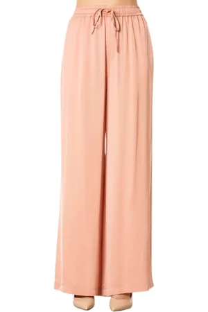 Isabelle Blanche Broeken, Dames, Roze, M, Wijde Pijp Crepe Broek in Oudroze