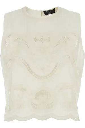Twin-Set Tops, Dames, Wit, XS, Katoen, Witte Top voor Vrouwen