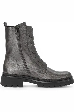 Gabor Schoenen, Dames, Grijs, 38 1/2 EU, Leer, Elegante Leren Enkellaars - Grijs