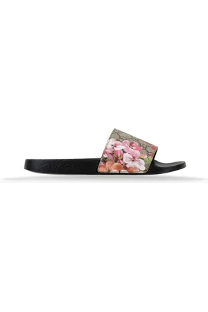 Gucci Schoenen, Dames, Veelkleurig, 40 EU, Damesslip-on sandalen bloemenpatroon