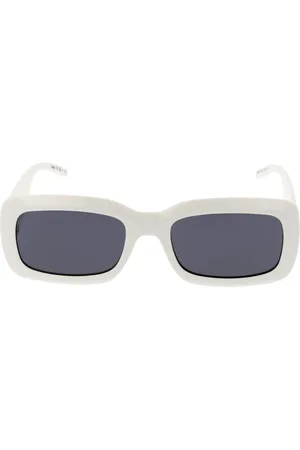 HUGO BOSS Accessoires, unisex, Wit, ONE Size, Witte Rechthoekige Zonnebril met Grijze Lenzen