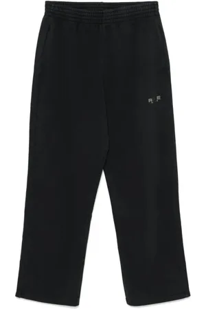 MARTINE ROSE Broeken, Heren, Zwart, M, Katoen, Zware Katoenen Wijde Pijp Trackpant