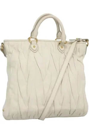 Miu Miu Pre-owned, Dames, Wit, ONE Size, Leer, Tweedehands leren handtassen