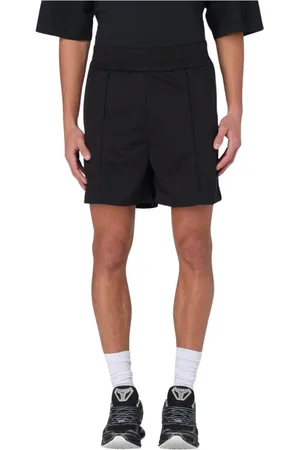 Palm Angels Korte broeken, Heren, Zwart, L, Grafische Print Trekkoord Shorts