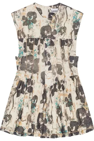 Ganni Kleedjes, Dames, , S, Polyester, Jurk met Asymmetrische Zoom en Korset