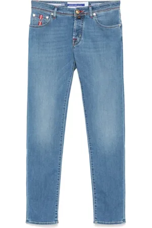 Jacob Cohen Jeans, Heren, Blauw, W31, Lichtblauwe Knoopsluiting Jeans