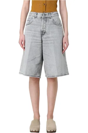 haikure Korte broeken, Dames, Grijs, W28, Denim, Grijze Distressed Denim Shorts