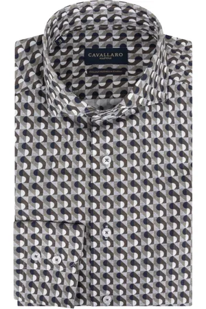 Cavallaro Napoli Overhemden, Heren, Veelkleurig, 4Xl, Katoen, Groen Business Overhemd met Extra Lange Mouwen