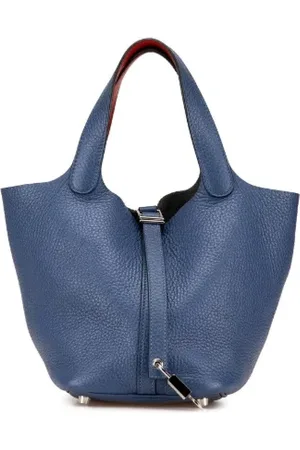 Hermès Pre-owned, Dames, Blauw, ONE Size, Leer, Tweedehands leren handtassen