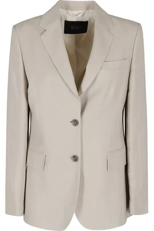 SEVENTY BY SERGIO TEGON Jassen, Dames, Grijs, S, Linnen, Viscose jas met knopen en zakken