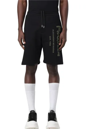 Alexander McQueen Korte broeken, Heren, Zwart, S, Luxe Zwarte Logo Sweatshorts