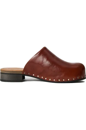 OUR LEGACY Schoenen, Dames, Bruin, 39 EU, Leer, Leren Klomp Sandalen met Vibram Zool