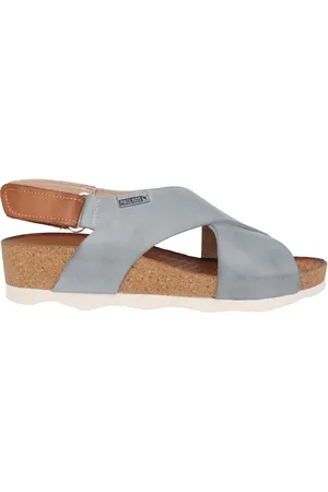 Pikolinos Schoenen, Dames, Blauw, 40 EU, Blauwe Leren Dames Sandaal Mahon