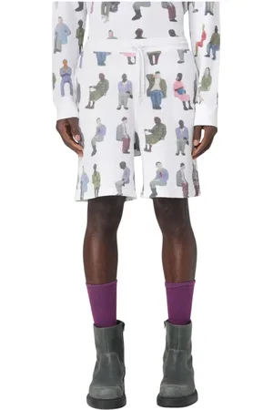 J.W.Anderson Korte broeken, Heren, Wit, L, Katoen, Minimalistische Witte Print Shorts voor Mannen