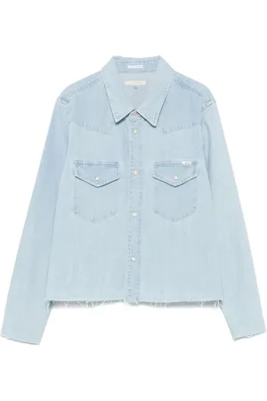 Mother Blouses & Shirts, Dames, Blauw, L, Denim, Westers Denim Crop Shirt
