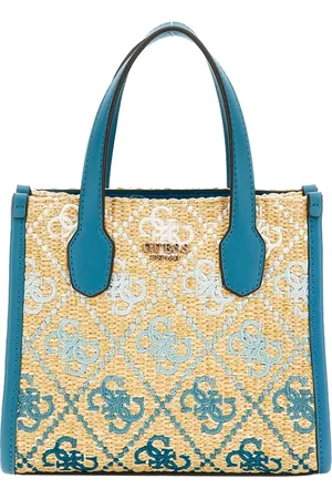 Guess Tassen, Dames, Blauw, ONE Size, Katoen, Heldere Blauwe Shopper Tas Silvana