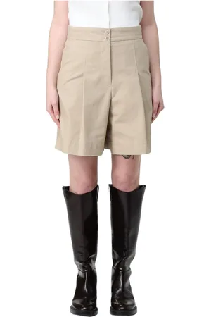A.P.C. Korte broeken, Dames, , 3Xs, Katoen, Geplooide Katoenen Shorts