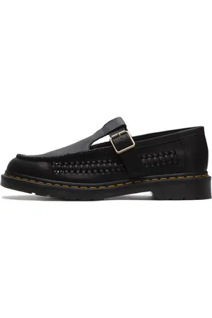 Dr. Martens Schoenen, Heren, Zwart, 43 EU, Leer, Zwarte T Bar Schoenen met Leren Vlecht
