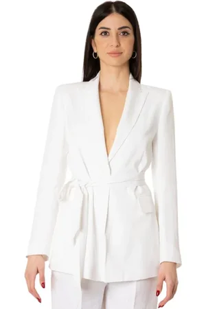ACTUALEE Jassen, Dames, Wit, S, Linnen, Witte Tailored Jacket - Linnen Viscose