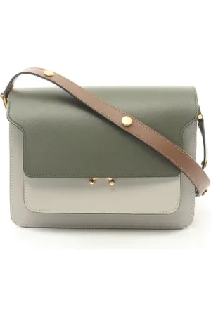 Marni Pre-owned, Dames, Grijs, ONE Size, Leer, Tweedehands leren schoudertassen