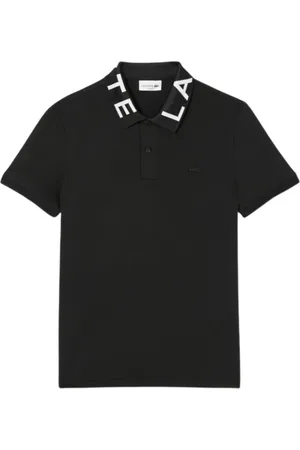 Lacoste Tops, Heren, Zwart, L, Katoen, Grafische Polo Shirt met Jacquard Details