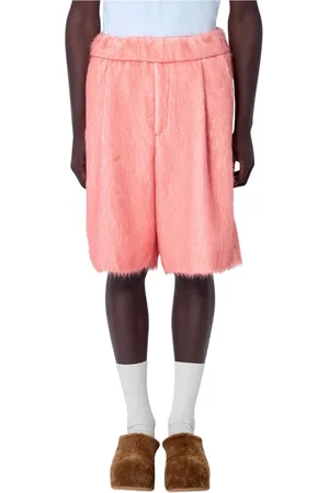 DRIES VAN NOTEN Korte broeken, Heren, Oranje, L, Wol, Geborstelde wollen shorts