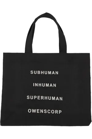 Rick Owens Tassen, unisex, Zwart, ONE Size, Katoen, Zwarte strandtas met voorborduursel