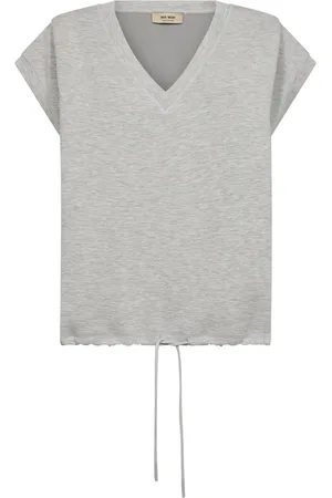 Mos Mosh Tops, Dames, Grijs, XL, Polyester, Korte Mouw V-hals Sweatshirt Licht Grijs