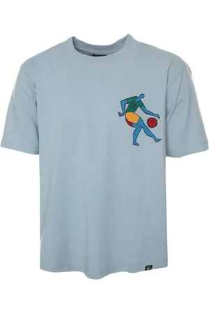 By Parra Tops, Heren, Blauw, M, Kortemouwshirt met vaasprint
