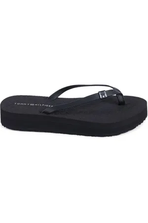 Tommy Hilfiger Schoenen, Dames, Zwart, 40 EU, Polyester, Zwarte Teenslipper Casual Stijl