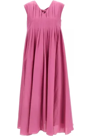 Max Mara Kleedjes, Dames, Roze, XS, Katoen, Roze Mouwloze Jurk met V-Hals