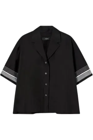 Joseph Blouses & Shirts, Dames, Zwart, L, Katoen, Gestreept Katoenblend Overhemd
