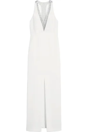 Max Mara Kleedjes, Dames, Wit, S, Pailletten, Witte Bloemen Geborduurde Pailletten Jurk