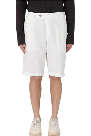 PT Torino Korte broeken, Heren, Wit, XL, Linnen, Linnen Geplooide Shorts