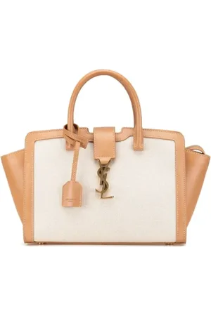 Saint Laurent Pre-owned, Dames, Bruin, ONE Size, Leer, Tweedehands Canvas handtassen