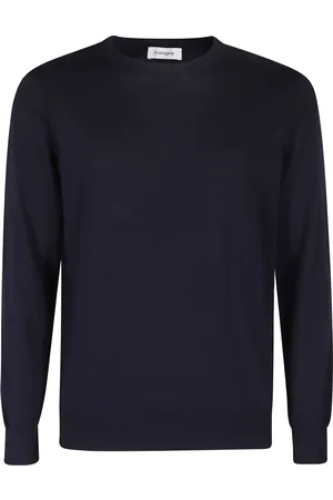 KANGRA CASHMERE Truien, Heren, Blauw, L, Katoen, Blauwe Katoenen Ronde Hals Trui