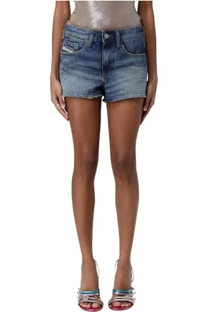 Diesel Korte broeken, Dames, Blauw, W27, Denim, Vintage Distressed Denim Shorts