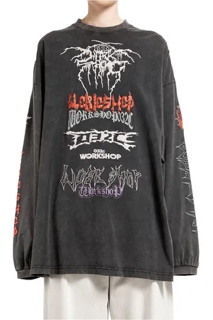 032c Tops, Dames, Grijs, M, Katoen, Oversized Longsleeve Telepresence Print