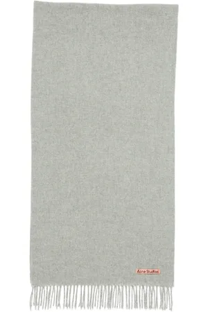 Acne Studios Accessoires, unisex, Grijs, ONE Size, Wol, Grijze Wollen Sjaal met Franjes