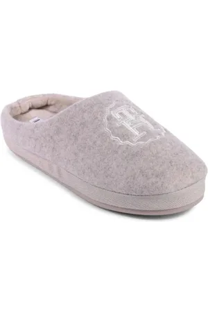Tommy Hilfiger Schoenen, Dames, , 39 1/2 EU, Wol, Geborduurd Logo Wollen Pantoffels