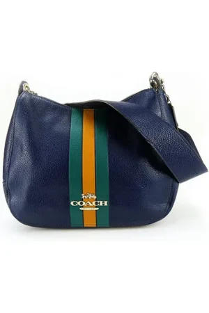Coach Pre-owned, Dames, Blauw, ONE Size, Leer, Tweedehands leren schoudertassen