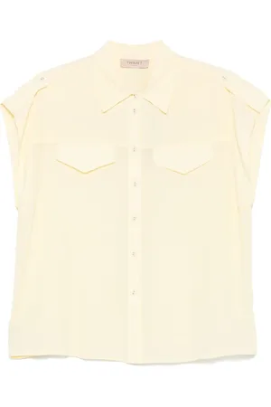 Twin-Set Blouses & Shirts, Dames, , S, Crème Zijdeblend Shirt Chic Stijl