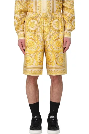 VERSACE Korte broeken, Heren, , L, Barokprint Zijden Shorts Stijlvol