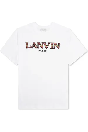 Lanvin Tops, Heren, Wit, M, Katoen, Geborduurd Logo T-shirt