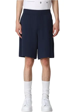 Armani Exchange Korte broeken, Heren, Blauw, S, Katoen, Blauwe Geborduurde Logo Sweatshorts
