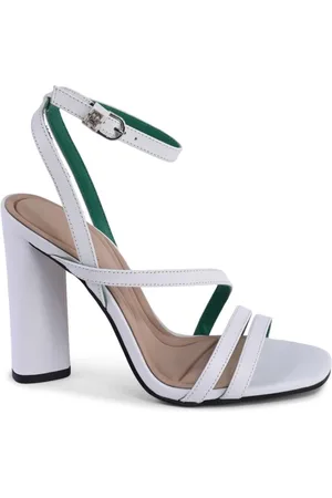 Tommy Hilfiger Schoenen, Dames, Wit, 38 EU, Leer, Witte Leren Blokhak Sandalen