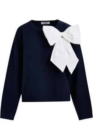 Essentiel Antwerp Truien, Dames, Blauw, M, Polyester, Geribbelde Navy Blauwe Trui met Afneembaar Wit Detail