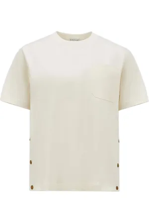 Moncler Tops, Dames, Wit, S, Katoen, Witte T-shirts en Polos met Drukknoop