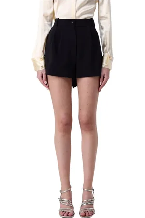 Elisabetta Franchi Korte broeken, Dames, Zwart, XS, Zwarte Geplooide Shorts