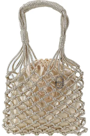 Twin-Set Tassen, Dames, Geel, ONE Size, Satijn, Gouden Schoudertas met Glamour Stijl